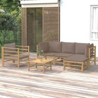 6-delige Loungeset met kussens bamboe taupe
