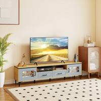 TV-Meubel in Boerderijstijl voor TV's tot 80" 180,5 cm TV-Kast met 2 Lades 2 Kastjes Opbergvak TV-Standaard met 7 Verhoogde Metalen Poten