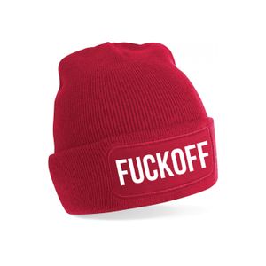 Wintersport muts - fuck off - rood - one size - unisex - Apres ski beanie