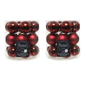 36x stuks kleine glazen kerstballen donkerrood (oxblood) 4 cm mat/glans