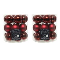 36x stuks kleine glazen kerstballen donkerrood (oxblood) 4 cm mat/glans