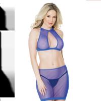 Coquette Fishnet Halter Top and Skirt - One Size