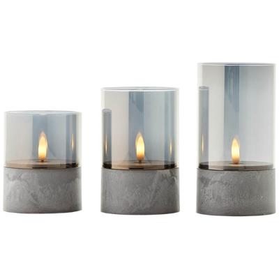 Brilliant Set van 3 tafellampjesBougie smoke glas - G92635A93