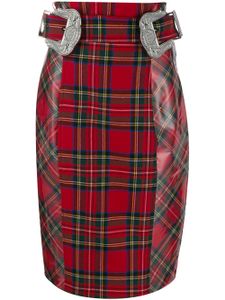 Philipp Plein jupe crayon à motif tartan - Rouge