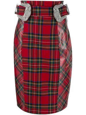Philipp Plein jupe crayon à motif tartan - Rouge