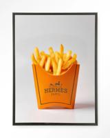 Urban Cotton Wandkleed 'Hermes Fries' 145 x 190cm in Floating Frame - black