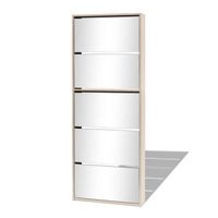 The Living Store Schoenenkast - Spiegel - Eiken - 63 x 17 x 169.5 cm - 5 lades