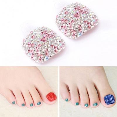 2 stuks Crystal nep Nail Art Tips Rhinestone volledige dekking teennagels Decals stickers (NO: 01)