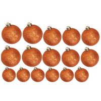 Kerstversiering set glitter kerstballen oranje 6 - 8 -10 cm - pakket van 50x stuks - thumbnail