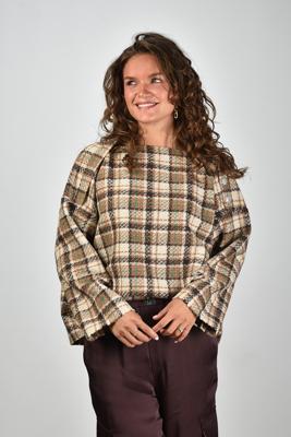 Sea Me Happy top Pamela Checked Wool caramel