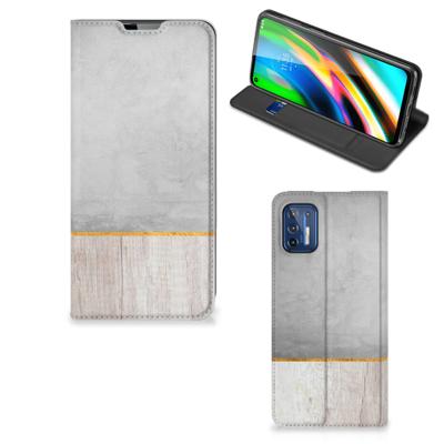 Motorola Moto G9 Plus Book | Wallet Case | Wood Concrete