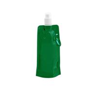 Drinkfles/bidon - groen - navulbaar - opvouwbaar met haak - 400 ml - festival/outdoor - thumbnail