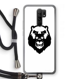 Angry Bear (white): Xiaomi Redmi 9 Transparant Hoesje met koord