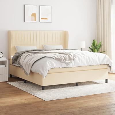 Boxspring met matras stof crèmekleurig 160x200 cm