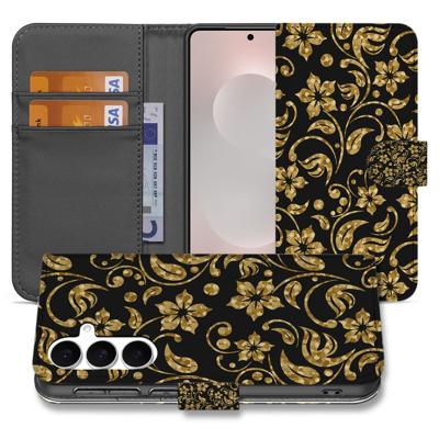 Samsung Galaxy S25 FE Boekhoes Gouden Bloemen Met Pasjesvak