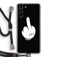 Middle finger black: Samsung Galaxy S21 Plus Transparant Hoesje met koord