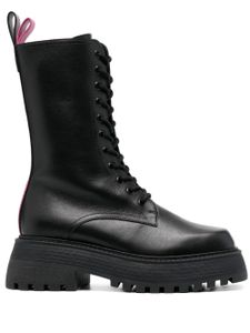 3juin bottes en cuir à lacets - Noir