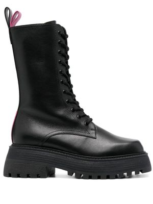 3juin bottes en cuir à lacets - Noir