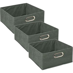 Opbergmand/kastmand - 3x - grijsgroen - linnen - 14 liter - 31 x 31 x 15 cm - Opbergbox - Vakkenkast