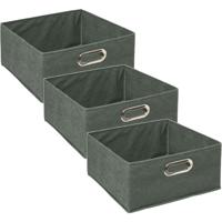 Opbergmand/kastmand - 3x - grijsgroen - linnen - 14 liter - 31 x 31 x 15 cm - Opbergbox - Vakkenkast