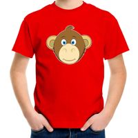 Cartoon aap t-shirt rood voor jongens en meisjes - Cartoon dieren t-shirts kinderen - thumbnail