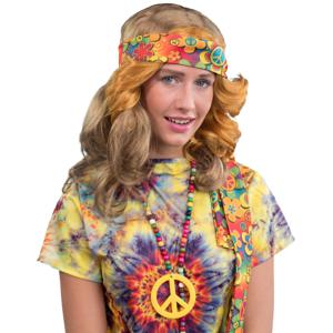 Carnaval verkleed set Hippie - peace ketting en een hoofband - dames