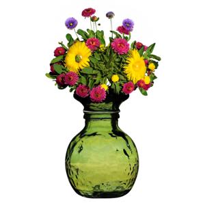 Bloemenvaas Lourdes - groen transparant - gerecycled glas - D25 x H30 cm - Ronde bol vorm vaze