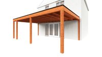 Trendhout Aanbouwveranda Modena 695x485 cm - model rechts- Plat dak- Hout- Trendhout