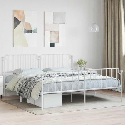 Bedframe met hoofd- en voeteneindemetaal wit 193x203 cm