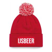IJsbeer muts met pompon unisex one size - Rood One size  - - thumbnail