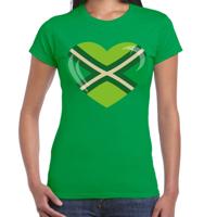Verkleed feest T-shirt dames - groen - I love Achterhoek - met hartje - themafeest