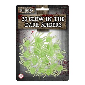 20x stuks glow in the dark horror griezel spinnen 5 cm - Feestdecoratievoorwerp