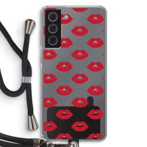 Lips: Samsung Galaxy S21 FE Transparant Hoesje met koord