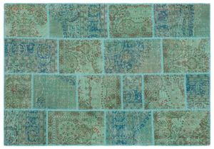 patchwork vloerkleed groen, blauw nr.24984 230cm x 160cm