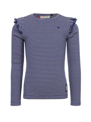 LOOXS Little winter t-shirt meisjes - blauw - geruit/gestreept/longsleeve