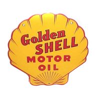 Golden Shell Motor Oil Emaille Bord 12"/ 30 cm