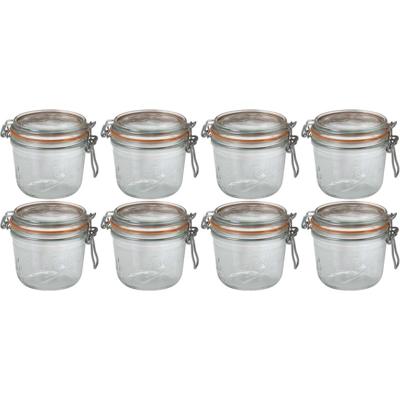 Voorraad/weckpot - 8x - transparant - glas - 10,5 x 10 cm - 500 ml - Le Parfait