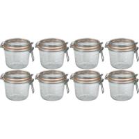 Voorraad/weckpot - 8x - transparant - glas - 10,5 x 10 cm - 500 ml - Le Parfait