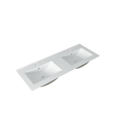 Adema Vygo Meubelwastafel - 121x2x46cm - overloop - 2 wasbakken - 2 kraangaten - keramiek - wit SW804533 Adema Vygo Meubelwastafel - 121x2x46cm - overloop - 2 wasbakken - 2 kraangaten - keramiek - wit SW804533