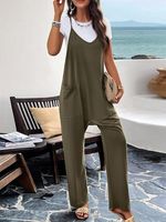 Casual Loose Spaghetti Plain Jumpsuit