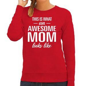 Awesome mom / moeder cadeau trui rood dames