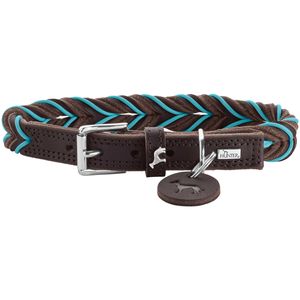 Hunter Solid Education Bruin, Turkoois Leer S-M Hond Standaard halsband