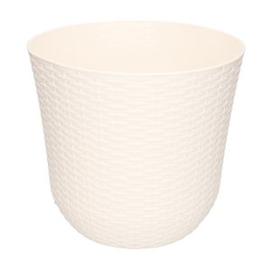 1x Witte plantenbakken/bloempotten 25 cm rond