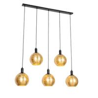 QAZQA Design hanglamp zwart met goud glas 5-lichts - Bert QAZQA Design hanglamp zwart met goud glas 5-lichts - Bert