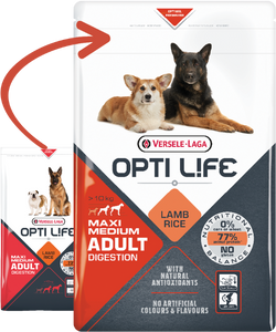 Versele Laga Opti Life digestion adult medium-maxi hondenvoer 12.5 kg