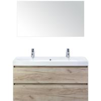 Maxx XL Badmeubelset 120 cm - Craft Oak - Wastafel Just Enkel 2 Kraangaten met Spiegel