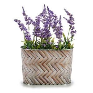 Plantenpot/bloempot teil - ovaal - zink - bruin - L22,5 x D11,5 x H12 cm