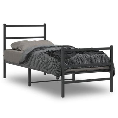Bedframe met hoofd- en voeteneindemetaal zwart 80x200 cm
