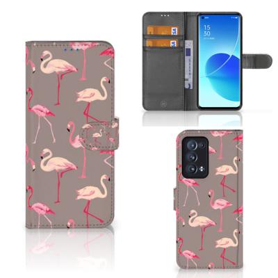 OPPO Reno 6 Pro Plus 5G | Telefoonhoesje | Met pasjeshouder | Flamingo