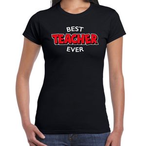 Best teacher ever juf cadeau t-shirt / shirt zwart voor dames